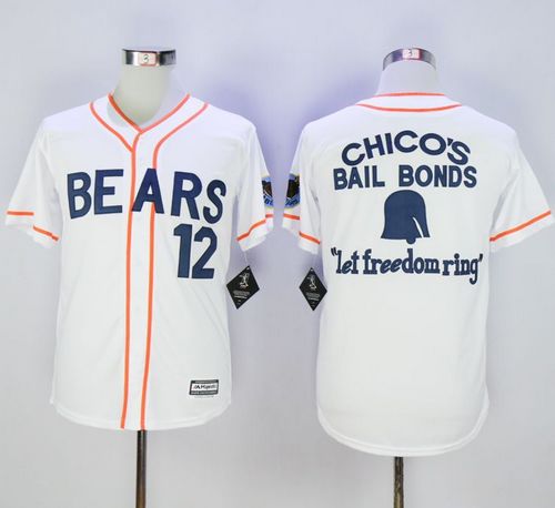 Custom Fan-Made Button Down Tanner Boyle Movie Chicago Bears #12 White Baseball Jersey