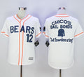 Custom Fan-Made Button Down Tanner Boyle Movie Chicago Bears #12 White Baseball Jersey