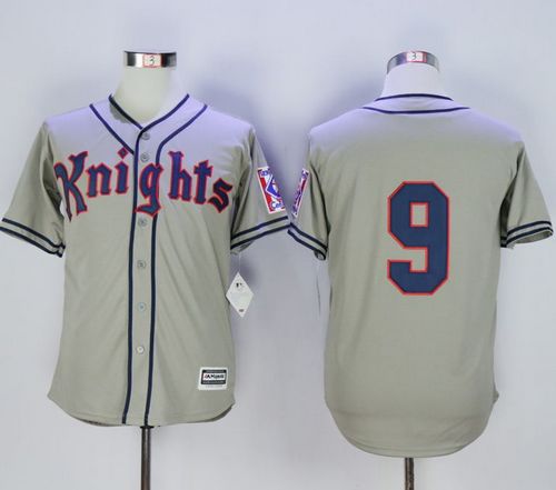 Custom Fan-Made York Knights Natural Roy Hobbs Movie Style #9 Grey Baseball Jersey