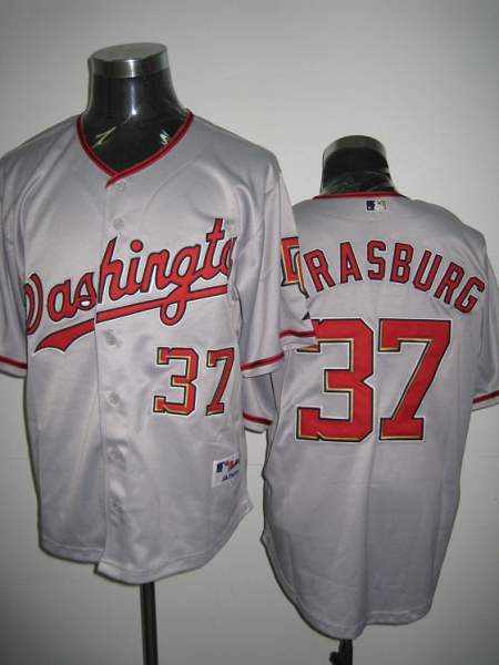 Custom Fan-Made Stephen Strasburg Washington Nationals #37 Grey Baseball Jersey