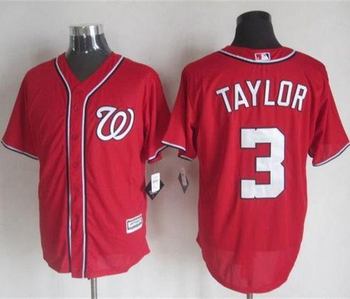 Custom Fan-Made Michael Taylor Washington Nationals #3 Red Baseball Jersey