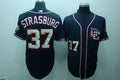 Custom Fan-Made Stephen Strasburg Washington Nationals #37 Blue Baseball Jersey
