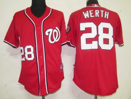 Custom Fan-Made Jayson Werth Washington Nationals #28 Red Baseball Jersey