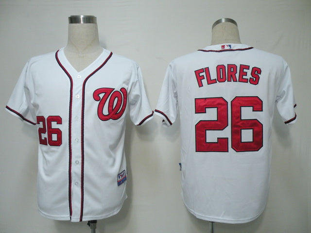 Custom Fan-Made Jesus Flores Washington Nationals #26 White Baseball Jersey
