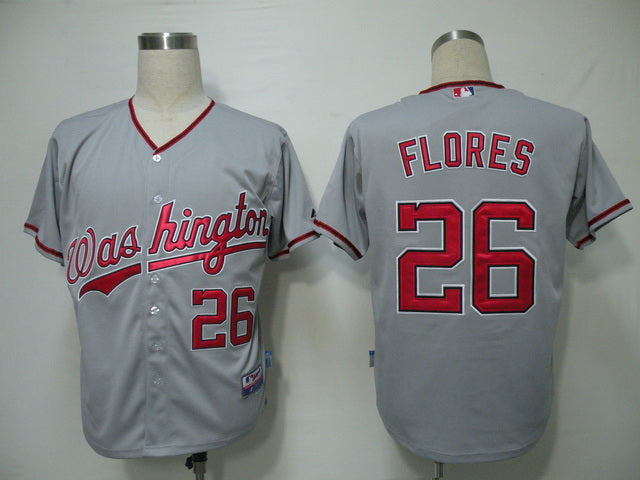 Custom Fan-Made Jesus Flores Washington Nationals #26 Grey Baseball Jersey
