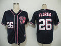 Custom Fan-Made Jesus Flores Washington Nationals #26 Blue Baseball Jersey