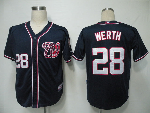 Custom Fan-Made Jayson Werth Washington Nationals #28 Blue Baseball Jersey