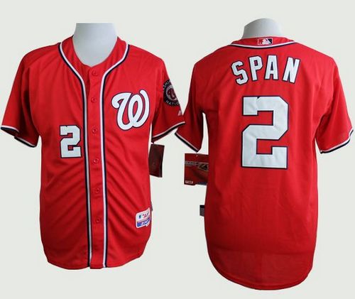 Custom Fan-Made Denard Span Washington Nationals #2 Red Baseball Jersey