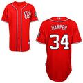 Custom Fan-Made Bryce Harper Washington Nationals #34 Red Baseball Jersey