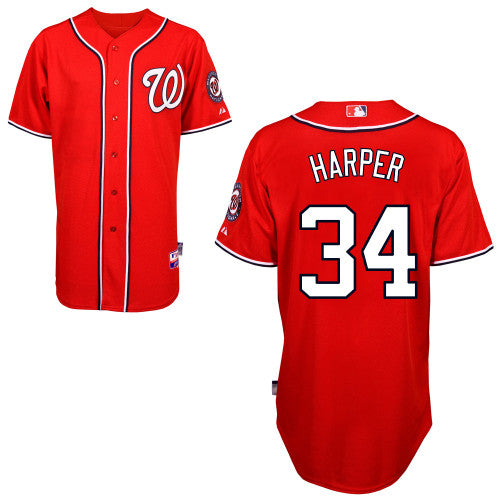Custom Fan-Made Bryce Harper Washington Nationals #34 Red Baseball Jersey