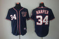 Custom Fan-Made Bryce Harper Washington Nationals #34 Blue Baseball Jersey