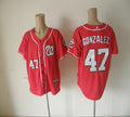 Custom Fan-Made Gio Gonzalez Washington Nationals #47 Red Baseball Jersey