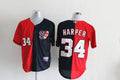 Custom Fan-Made Bryce Harper Blue/Red Split Washington Nationals #34 Baseball Jersey
