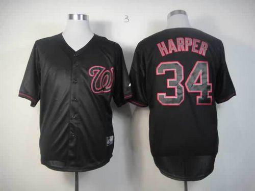 Custom Fan-Made Bryce Harper Washington Nationals #34 Black Baseball Jersey