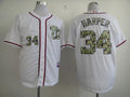 Custom Fan-Made Bryce Harper Washington Nationals #34 White USMC Baseball Jersey