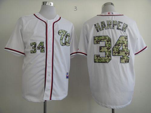 Custom Fan-Made Bryce Harper Washington Nationals #34 White USMC Baseball Jersey