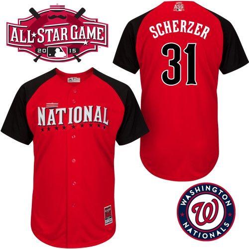 Custom Fan-Made Max Scherzer Washington Nationals #31 Red 2015 All-Star Edition Baseball Jersey