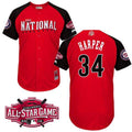Custom Fan-Made Bryce Harper Washington Nationals #34 Red 2015 All-Star Edition Baseball Jersey