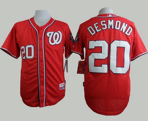 Custom Fan-Made Ian Desmond Washington Nationals #20 Red Baseball Jersey