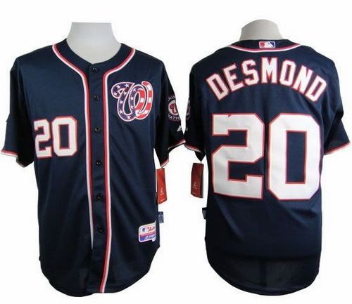 Custom Fan-Made Ian Desmond Washington Nationals #20 Blue Baseball Jersey