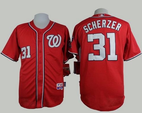 Custom Fan-Made Max Scherzer Washington Nationals #31 Red Baseball Jersey