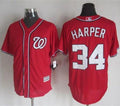 Custom Fan-Made Bryce Harper Washington Nationals #34 Red Baseball Jersey