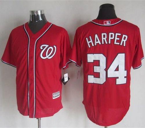 Custom Fan-Made Bryce Harper Washington Nationals #34 Red Baseball Jersey