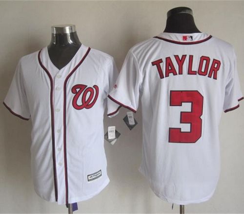 Custom Fan-Made Michael Taylor Washington Nationals #3 White Baseball Jersey