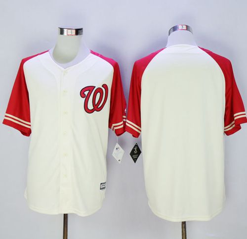 Custom Fan-Made Cream/Red Exclusive Washington Nationals Baseball Jersey Washington Nationals Baseball Jersey