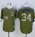 Custom Fan-Made Bryce Harper Camo Washington Nationals #34 Green Baseball Jersey