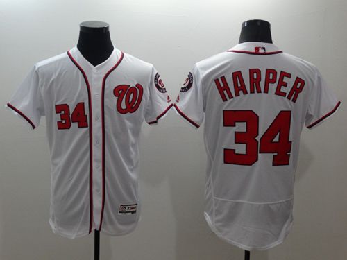 Custom Fan-Made Bryce Harper Washington Nationals #34 White Baseball Jersey