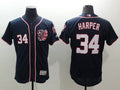 Custom Fan-Made Bryce Harper Washington Nationals #34 Blue Baseball Jersey
