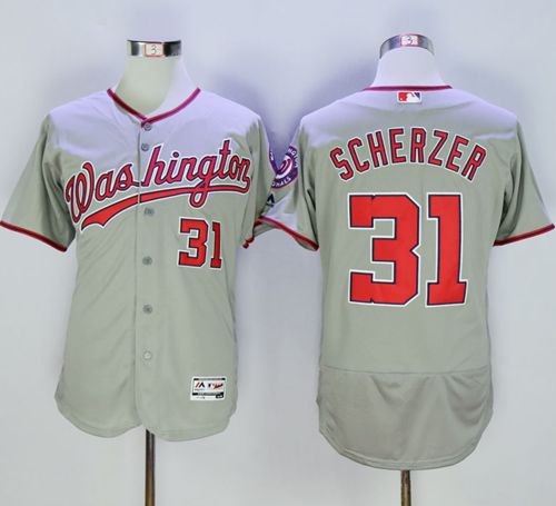 Custom Fan-Made Max Scherzer Washington Nationals #31 Grey Baseball Jersey