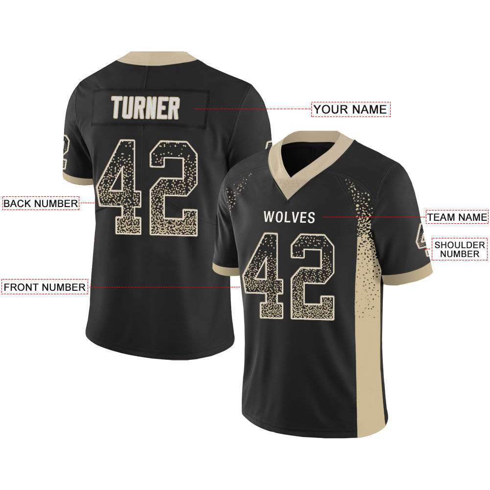 Custom black football jersey front view | GameDay Jerseys