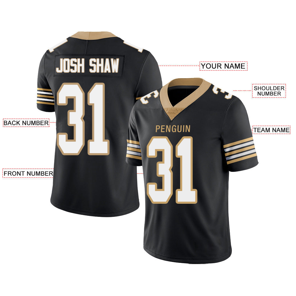 Custom black football jersey front view | GameDay Jerseys