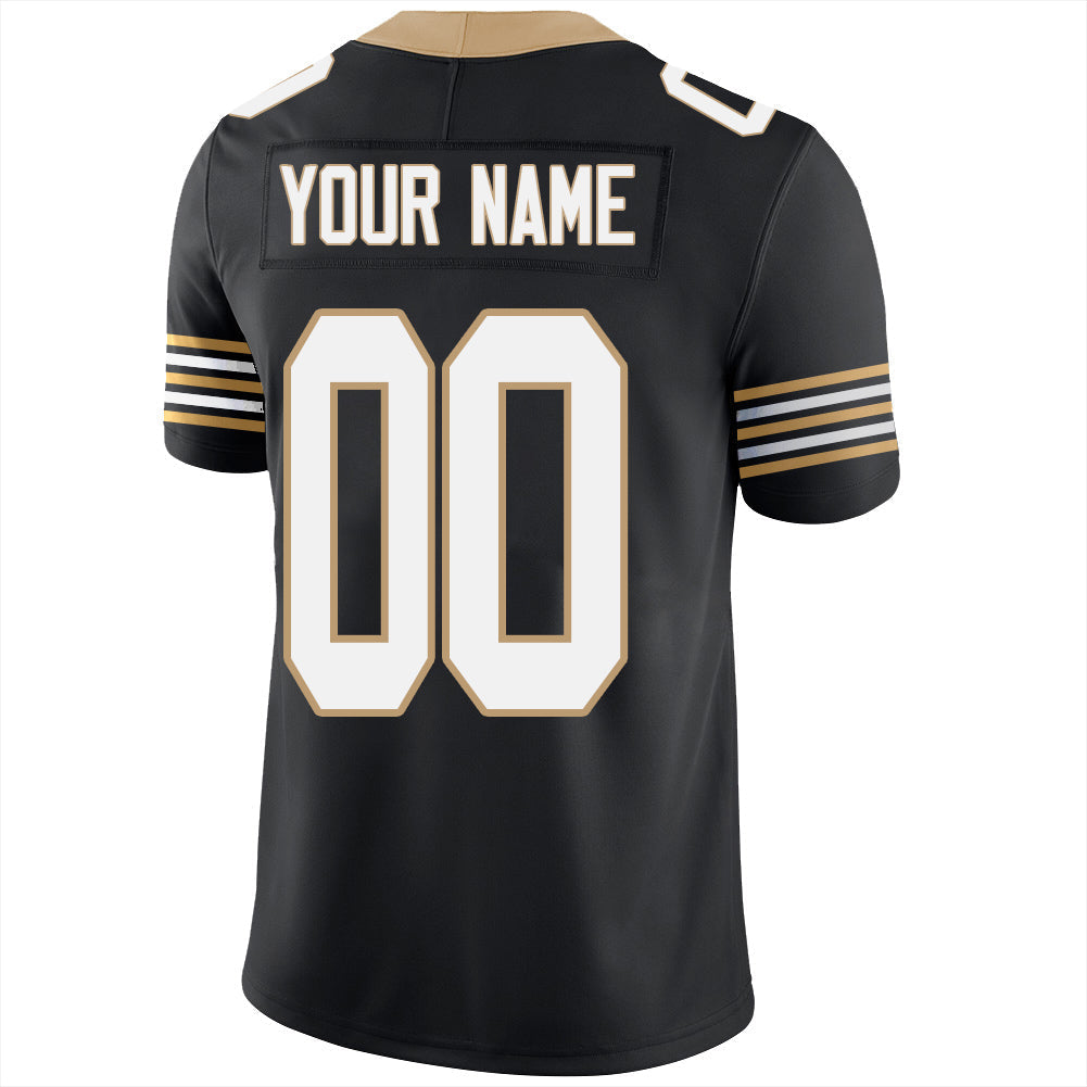 Custom black football jersey detail | GameDay Jerseys