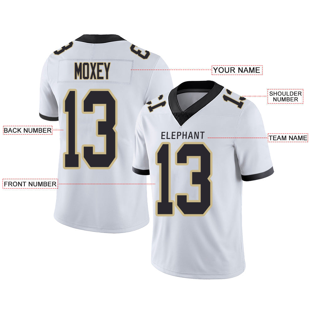 Custom white football jersey front view | GameDay Jerseys