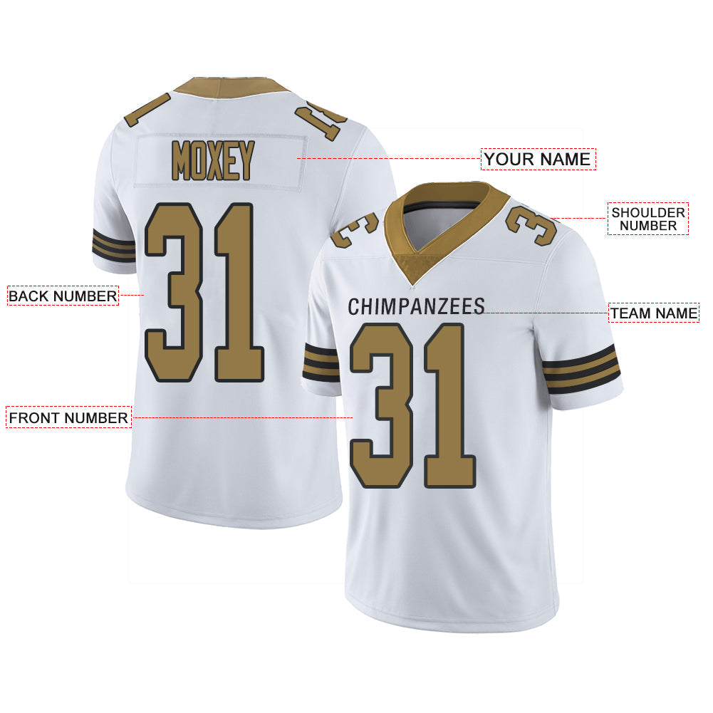Custom white football jersey front view | GameDay Jerseys