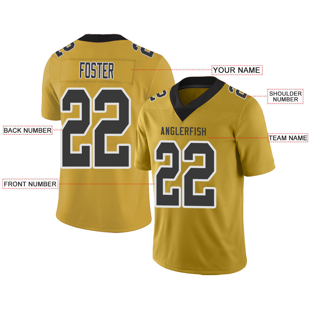 Custom gold football jersey front view | GameDay Jerseys