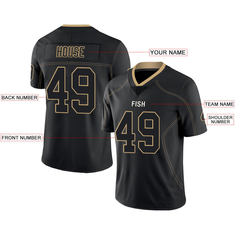 Custom black football jersey front view | GameDay Jerseys
