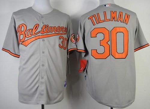 Custom Fan-Made Chris Tillman Baltimore Orioles #30 Grey 1954 Baseball Jersey