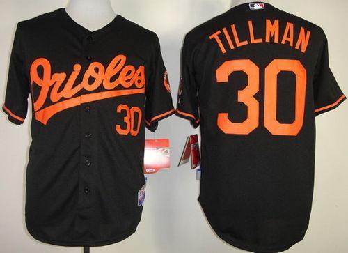 Custom Fan-Made Chris Tillman Baltimore Orioles #30 Black 1954 Baseball Jersey