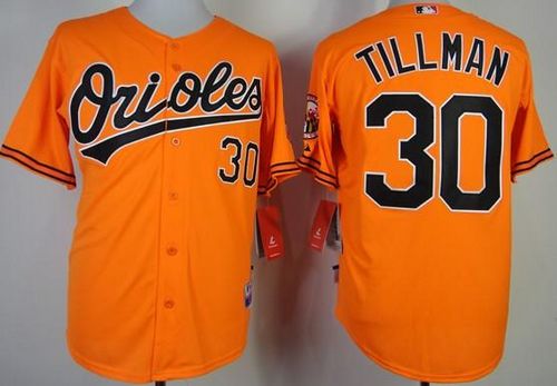 Custom Fan-Made Chris Tillman Baltimore Orioles #30 Orange 1954 Baseball Jersey
