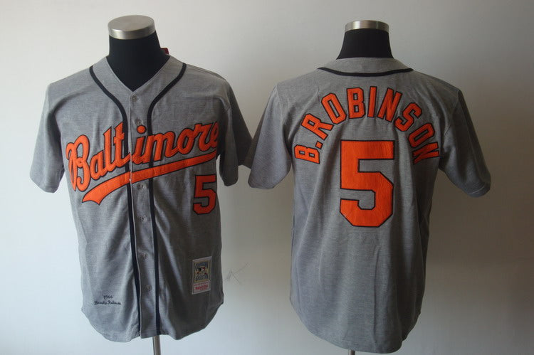 Custom Fan-Made Brooks Robinson Baltimore Orioles #5 Grey Throwback Baseball Jersey