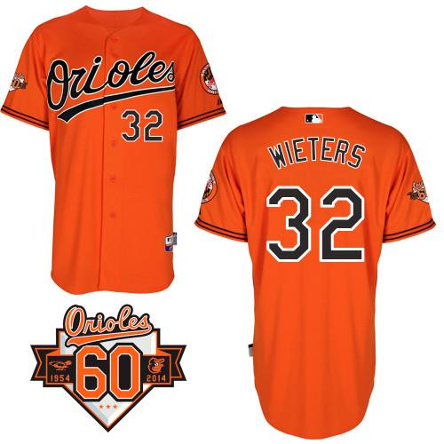 Custom Fan-Made Matt Wieters Baltimore Orioles #32 Orange 1954 Baseball Jersey