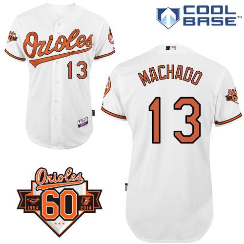 Custom Fan-Made Manny Machado Baltimore Orioles #13 White 1954 Baseball Jersey
