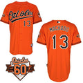 Custom Fan-Made Manny Machado Baltimore Orioles #13 Orange 1954 Baseball Jersey