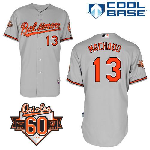 Custom Fan-Made Manny Machado Baltimore Orioles #13 Grey 1954 Baseball Jersey