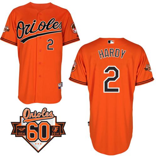 Custom Fan-Made J.J. Hardy Baltimore Orioles #2 Orange 1954 Baseball Jersey