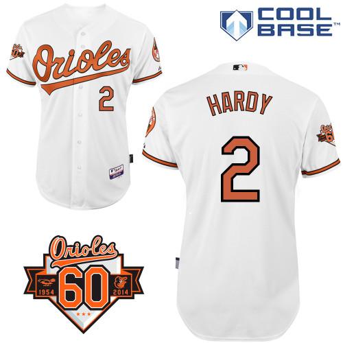 Custom Fan-Made J.J. Hardy Baltimore Orioles #2 White 1954 Baseball Jersey